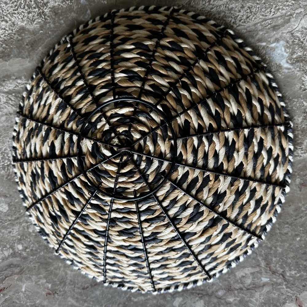 Black, White, Tan Woven Basket 12